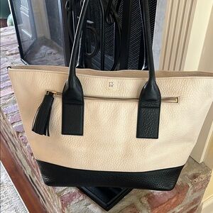 Elegant Cream and Black Tote Bag